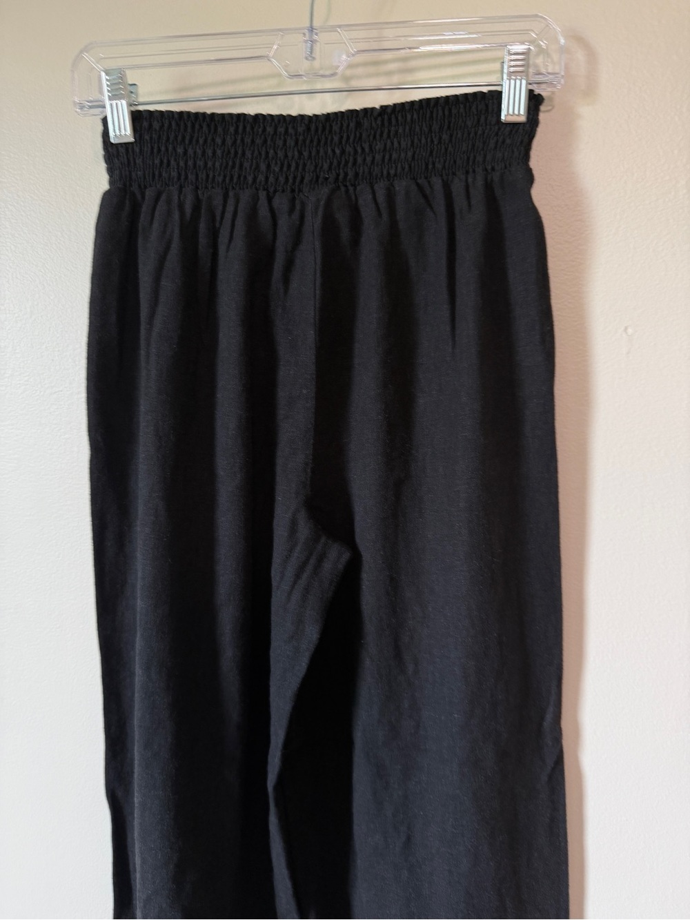 land’n’sea linen blend smock waist slit wide leg black pull on easy pants size S - Picture 6 of 6